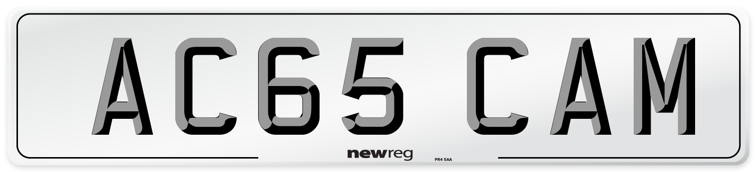AC65 CAM Number Plate from New Reg
